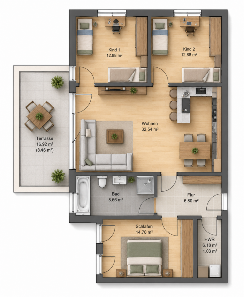 Grundriss WE 1 EG